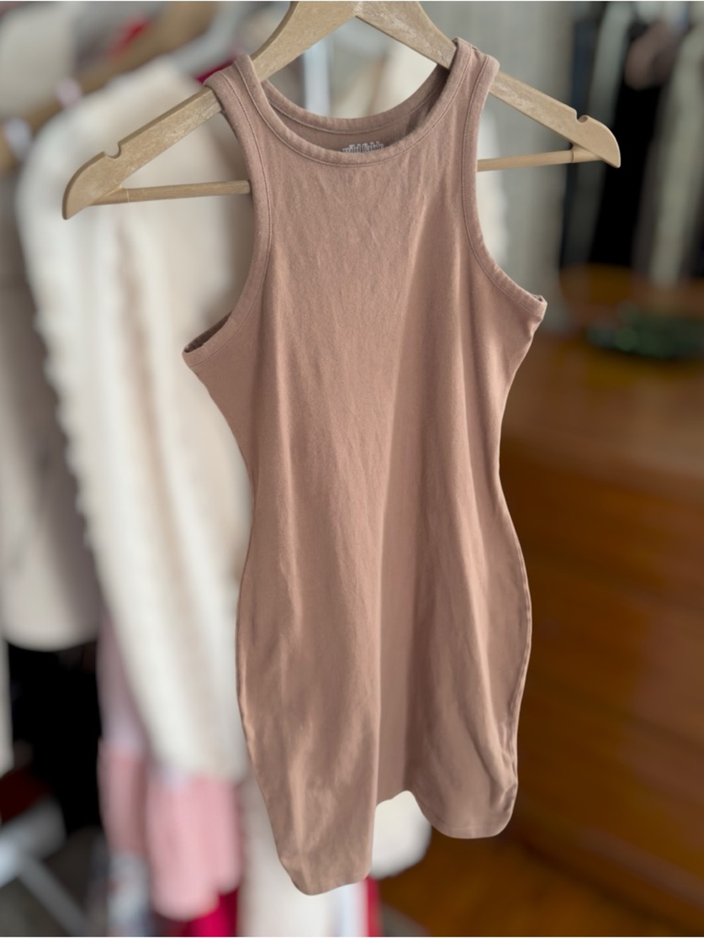 Neutral Bodycon Sleeveless Mini Dress